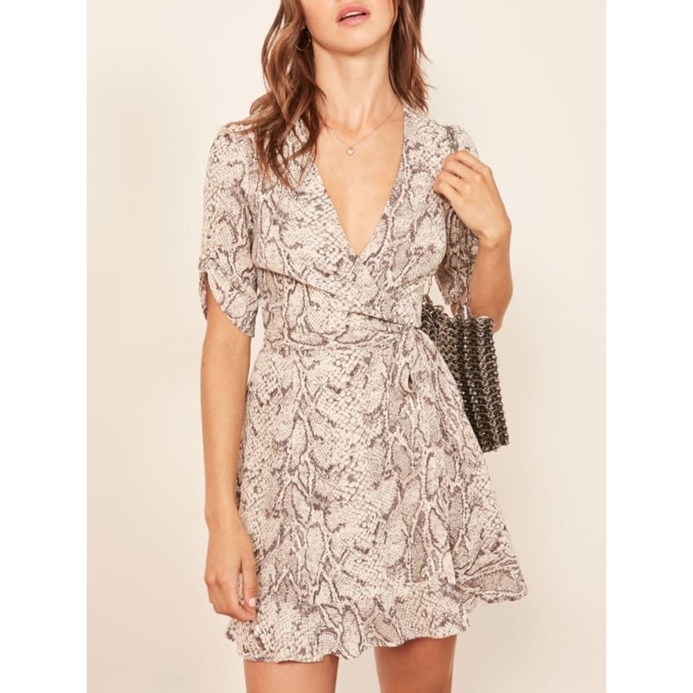 Reformation Python Print Wrap Dress - Picture 3 of 9